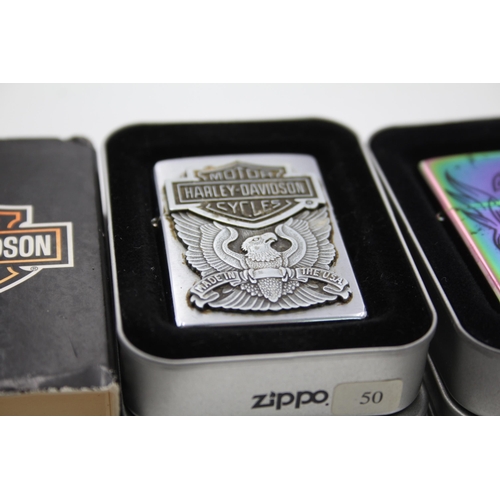 1374 - Two Zippo Harley Davidson advertising cigarette lighters