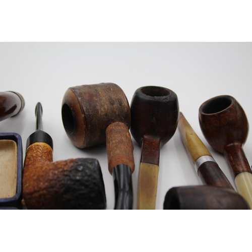 1376 - Ten vintage estate smoking pipes to include meerschaum etc.