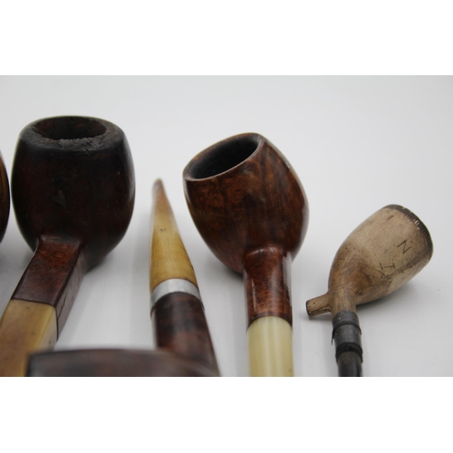 1376 - Ten vintage estate smoking pipes to include meerschaum etc.