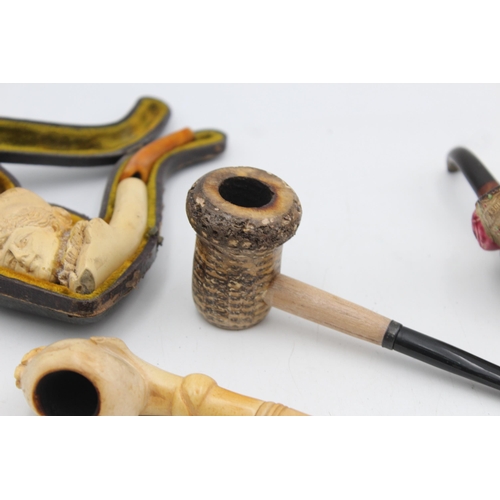 1377 - Six antique and vintage estate smoking pipes