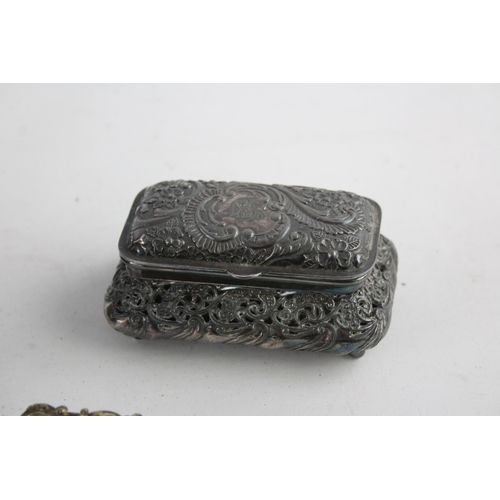 260 - Three late 19th/early 20th century metal boxes to include silver plated trinket box etc. - largest e... 