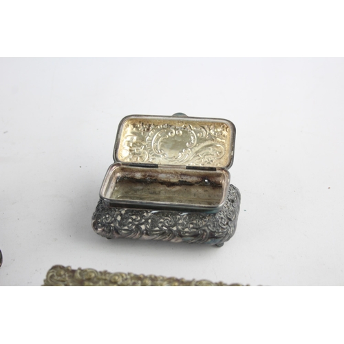 260 - Three late 19th/early 20th century metal boxes to include silver plated trinket box etc. - largest e... 