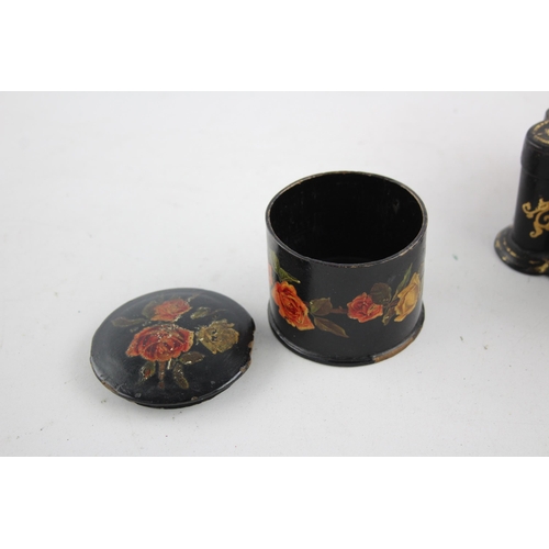 544 - Two antique papier-mâché boxes, one approx. 7cm high x 23cm wide x 10cm deep and one approx. 6cm hig... 