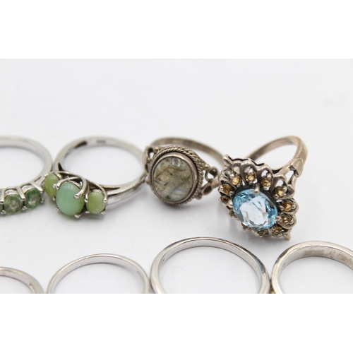 1156 - Twelve .925 silver gemstone set rings - approx. gross weight 40 grams