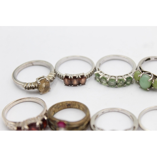 1156 - Twelve .925 silver gemstone set rings - approx. gross weight 40 grams