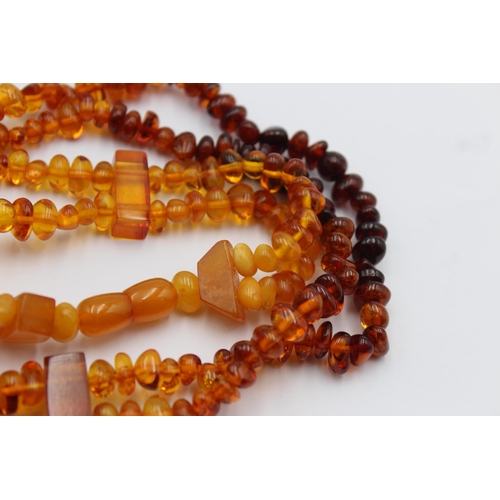 1161 - Two amber beaded necklaces - approx. gross weight 49 grams