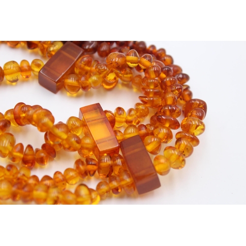 1161 - Two amber beaded necklaces - approx. gross weight 49 grams