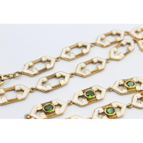 1166 - A .925 silver gold tone glass and enamel statement necklace - approx. gross weight 30 grams