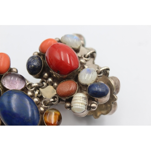 1175 - A .925 silver multi gemstone set bracelet - approx. gross weight 166 grams