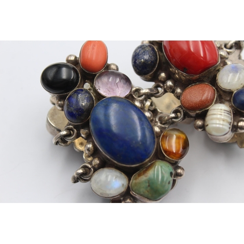 1175 - A .925 silver multi gemstone set bracelet - approx. gross weight 166 grams