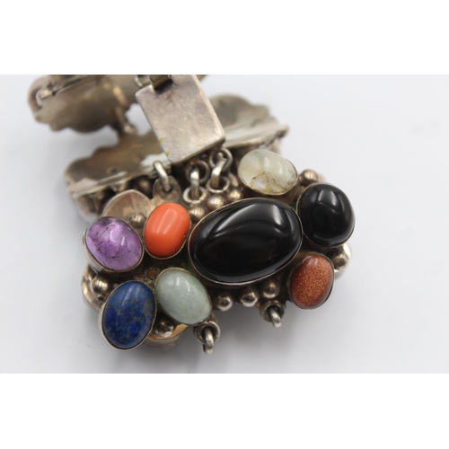 1175 - A .925 silver multi gemstone set bracelet - approx. gross weight 166 grams