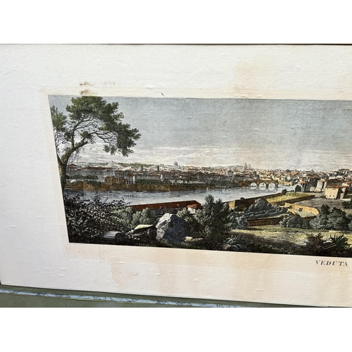 174 - A 19th century framed panoramic print of Rome - approx. 103cm high x 224cm wide