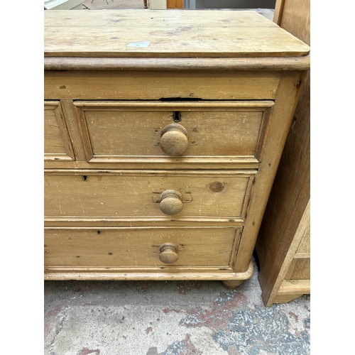 43 - A Victorian pine chest of two short over two long drawers