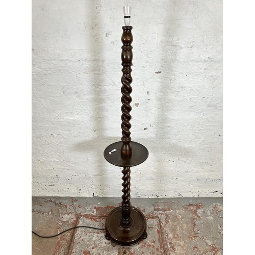 44 - A 19th century style mahogany barley twist standard lamp - approx. 163cm high