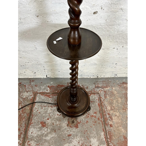 44 - A 19th century style mahogany barley twist standard lamp - approx. 163cm high