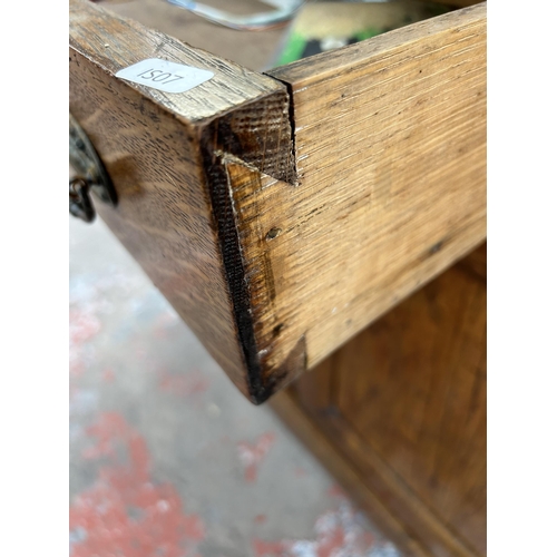 81 - An early 20th century oak mirror back sideboard - approx. 186cm high x 159cm wide x 41cm deep