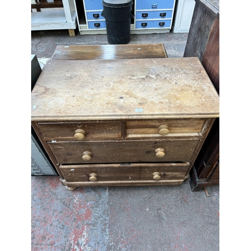 89 - A Victorian pine chest of two short over two long drawers