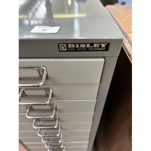 90 - A Bisley grey metal fifteen drawer office filing cabinet