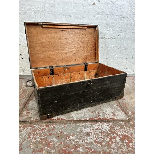 118 - An early/mid 20th century ebonized pine tools chest