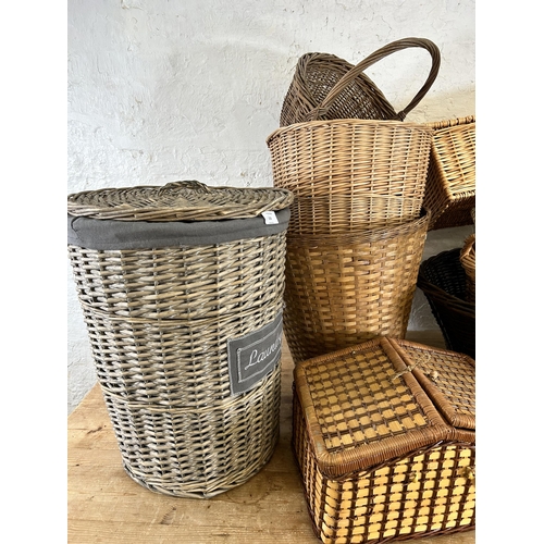 155 - Nine wicker baskets