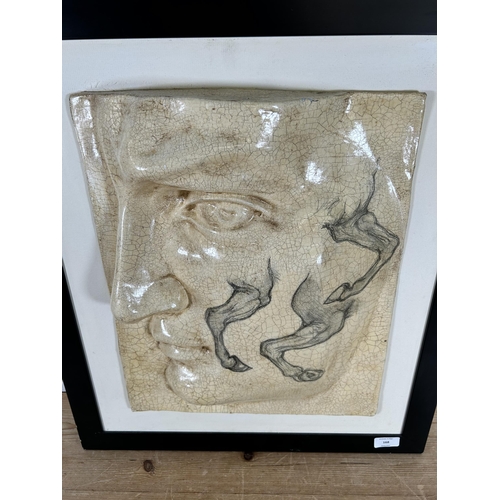 168 - A modern Michelangelo and Leonardo Da Vinci wall sculpture - approx. 62cm high x 54cm wide