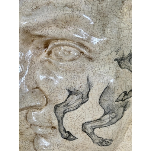 168 - A modern Michelangelo and Leonardo Da Vinci wall sculpture - approx. 62cm high x 54cm wide