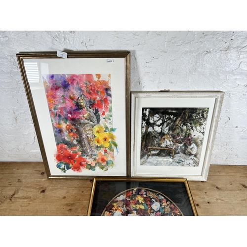 172 - Three framed Anne Roach B. A. mixed media pictures