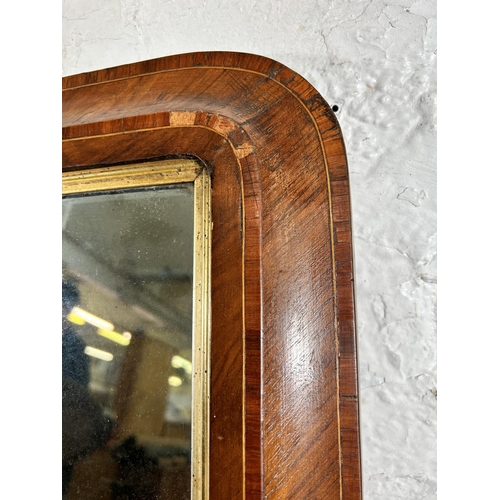 183 - A 19th century inlaid walnut overmantel mirror - approx. 48cm high x 84cm wide