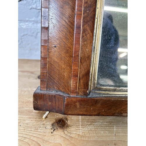 183 - A 19th century inlaid walnut overmantel mirror - approx. 48cm high x 84cm wide