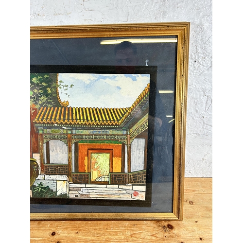 193 - A 20th century Oriental gouache painting - approx. 55cm high x 75cm wide