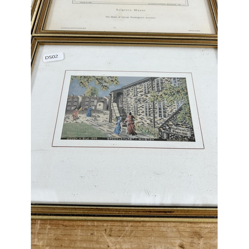 195 - Four framed Brocklehurst Whiston Macclesfield silk pictures - all approx. 22cm high x 26cm wide