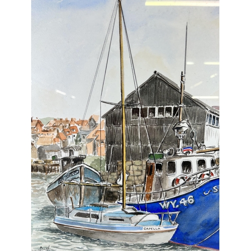 201 - A framed maritime watercolour signed George Bath, Whitby 1977 - approx. 60cm high x 68cm wide