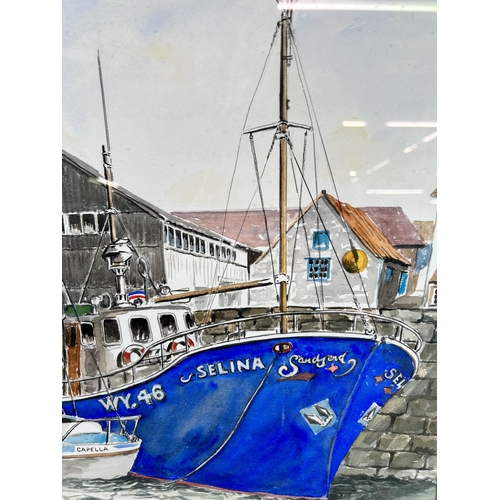 201 - A framed maritime watercolour signed George Bath, Whitby 1977 - approx. 60cm high x 68cm wide