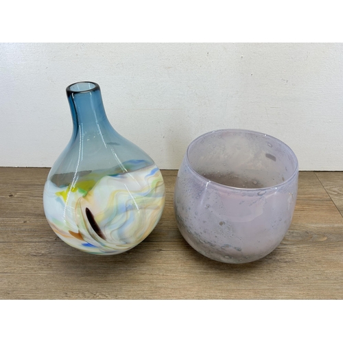 214 - Two contemporary studio glass vases - largest approx. 32cm high