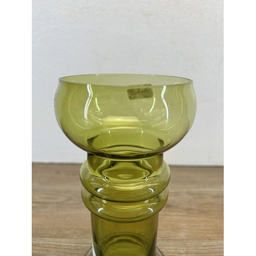 215 - A mid 20th century olive green bulbous vase in the manner of Oiva Toikka