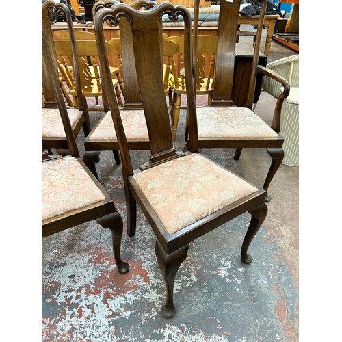 134 - Seven Queen Anne style mahogany dining chairs