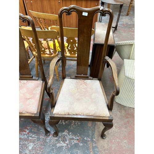 134 - Seven Queen Anne style mahogany dining chairs