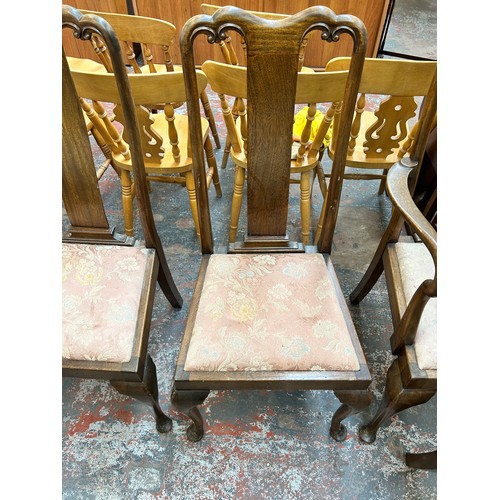 134 - Seven Queen Anne style mahogany dining chairs