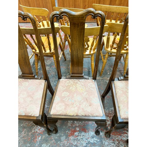 134 - Seven Queen Anne style mahogany dining chairs