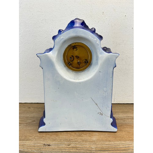 216 - A German Mercedes ceramic mantel clock - approx. 28cm high x 21cm wide