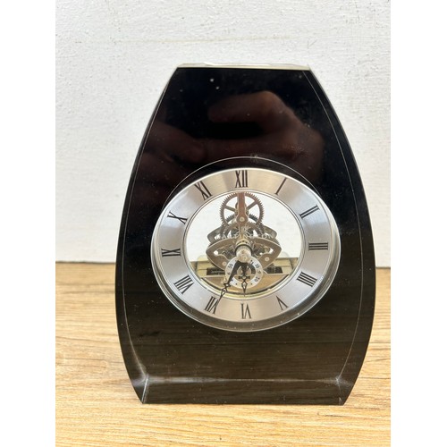 223 - A Dartington Crystal mantel clock - approx. 18cm high