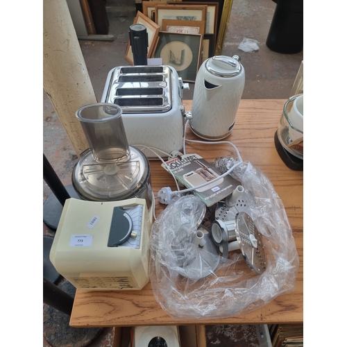 773 - Three items, one Kenwood Gourmet food processor with attachments and instruction manual, one Brevill... 