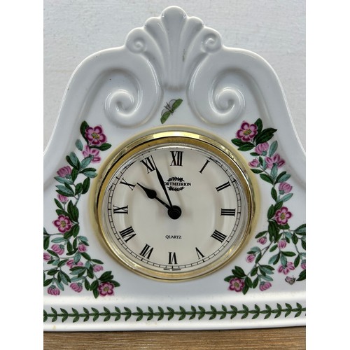 224 - A Portmeirion Botanic Garden quartz mantel clock - approx. 21cm high x 32cm wide