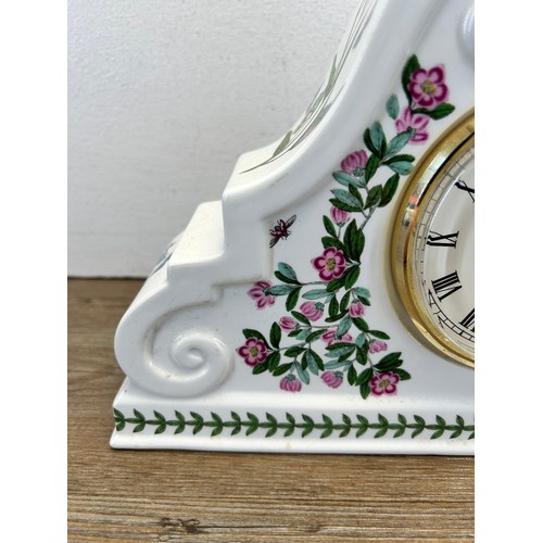 224 - A Portmeirion Botanic Garden quartz mantel clock - approx. 21cm high x 32cm wide