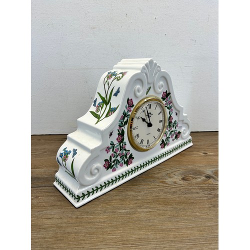 224 - A Portmeirion Botanic Garden quartz mantel clock - approx. 21cm high x 32cm wide