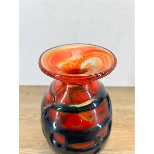 228 - A 1970s Mdina Brutalist studio glass vase designed by Michael Harris - approx. 18.5cm high