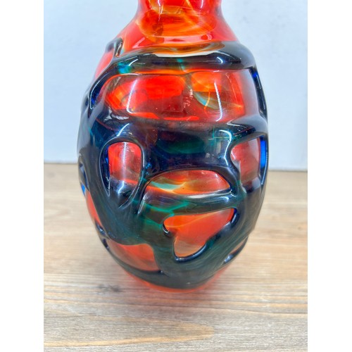 228 - A 1970s Mdina Brutalist studio glass vase designed by Michael Harris - approx. 18.5cm high