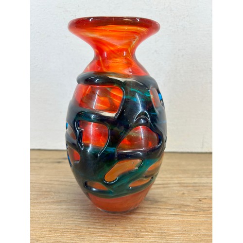 228 - A 1970s Mdina Brutalist studio glass vase designed by Michael Harris - approx. 18.5cm high