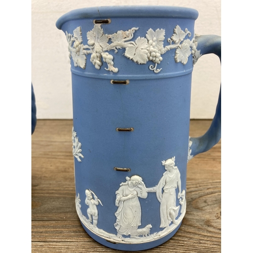 243 - Five pieces of 19th century Wedgwood pale blue Jasperware