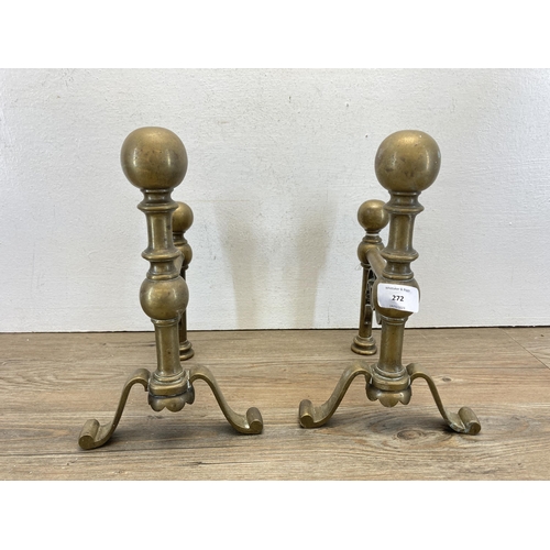 272 - Five late 19th/early 20th century brass fireside items